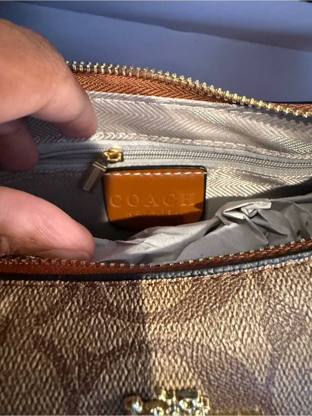 Coach Signature Canvas Shoulder Bag in Tan and Brown - Picture 2 of 3
